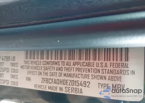 2014 Fiat 500L Trekking from USA, damaged, VIN ZFBCFADH0EZ015492